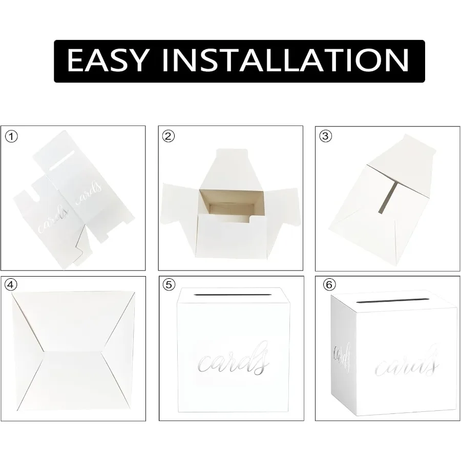 صندوق بطاقات فضي أبيض حديث مع تصميم رقائق ذهبية مناسب لحفلات الزفاف وحفلات أعياد الميلاد وبطاقات الهدايا التي تلقي Bo #5