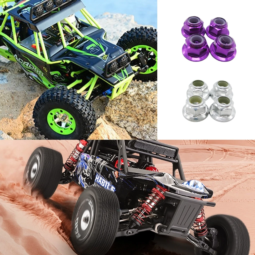 Tuerca de bloqueo de rueda M4 para RC 1/10 WLtoys K949 Buggy, piezas de actualización, aleación de aluminio, Juego de 4 unidades