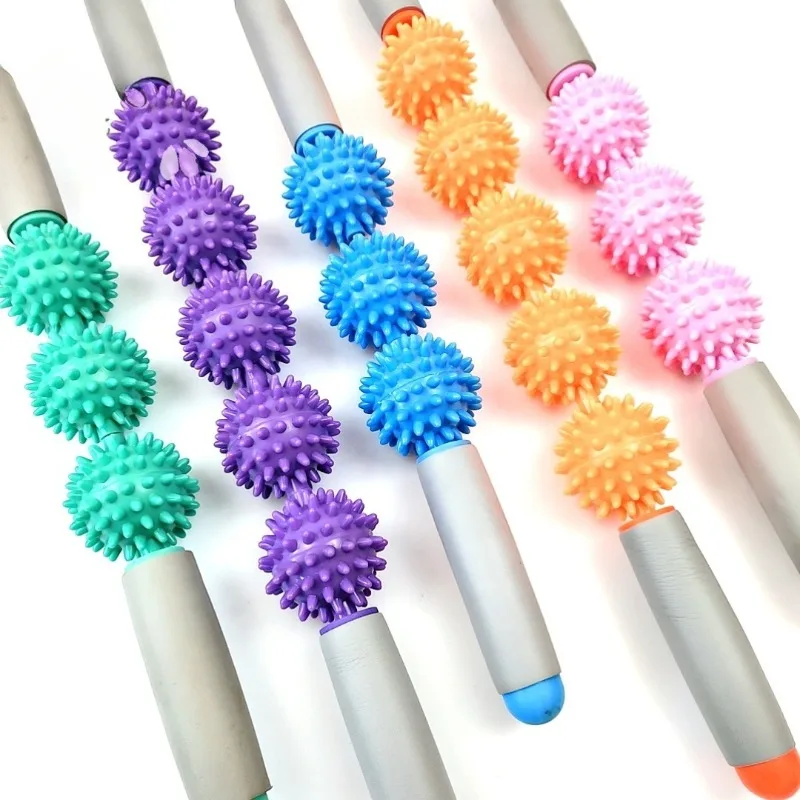 1PCS 2/3/5 ball rolling massage stick Massage roller Muscle massage stick Relax Stick Meridian slimming calf roller Random Color