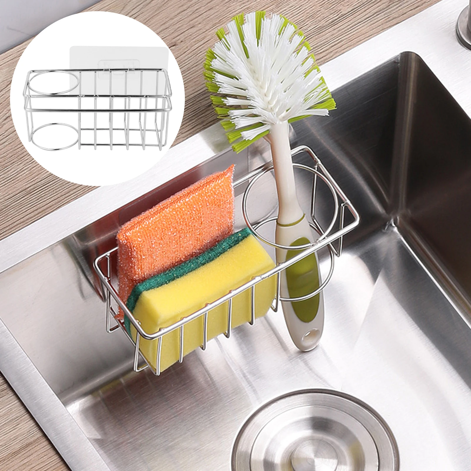

Stainless Steel Kitchen Sponge Storage Holder Sink Drainer Rack Brush Drainer Rack Waterproof Rustproof Organizer