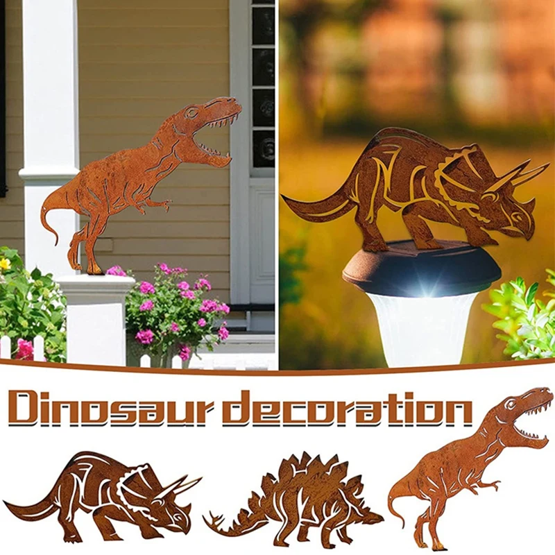 Metal Dinosaur Fence Post Topper,Dinosaurs