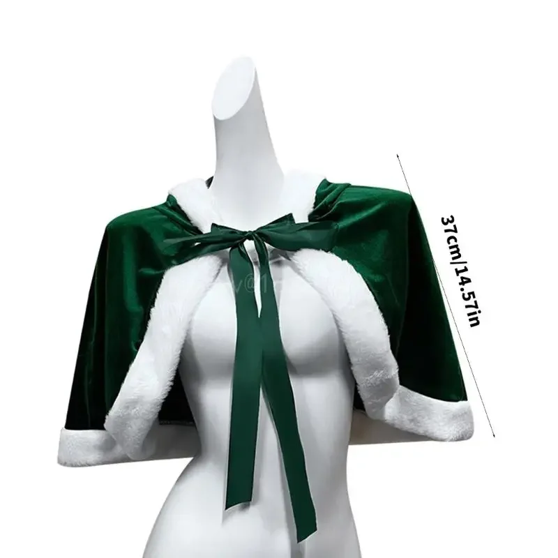 Christmas Capes Shawl with Rabbits Ears Festive Party Wear for Women and Teens Holiday Celebrations Open Front Capes image 6