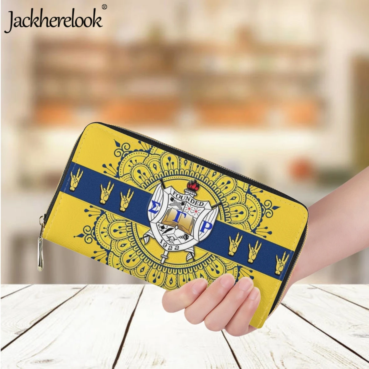 

Jackherelook Sigma Gamma Rho Sorority Design Classic Ladies Long Leather Wallet Fashion New Card Holder Purse Women's Money Bag