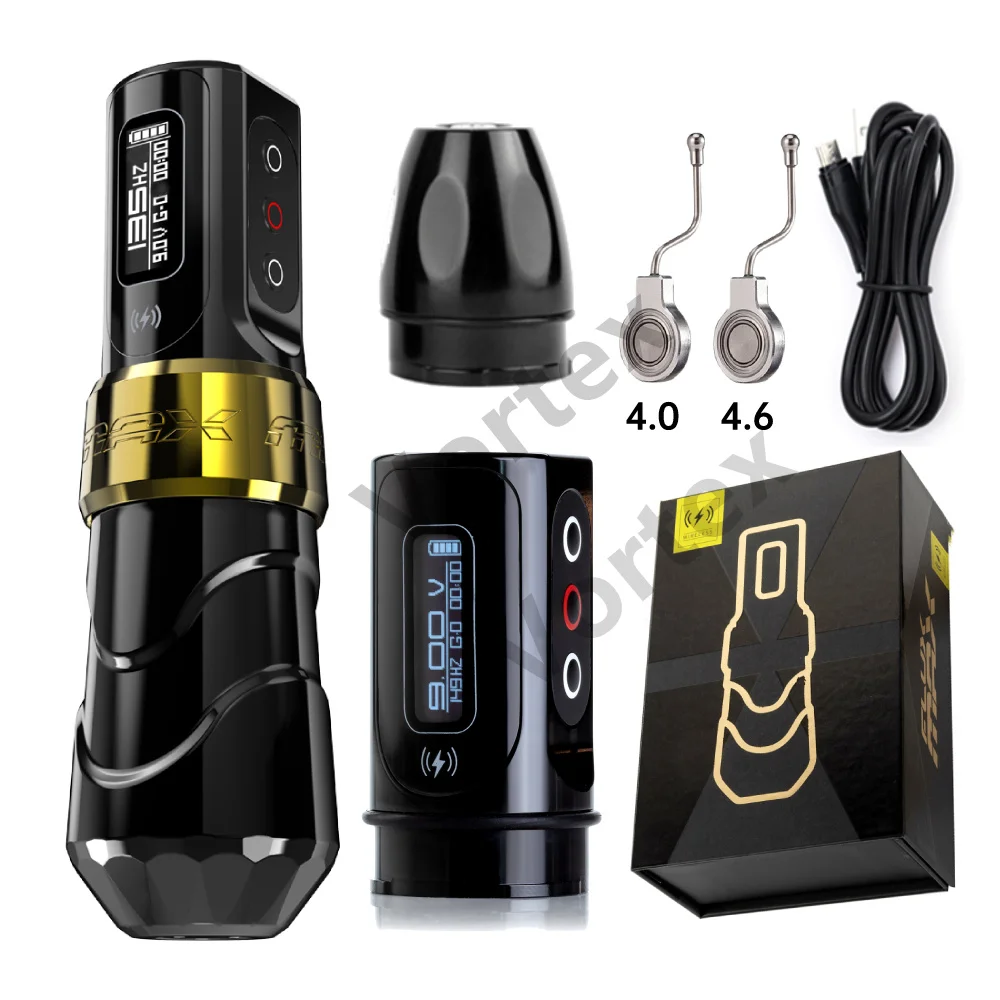 New FLUX MAX Wireless Tattoo Machine 3.5/4.0/4.6 Stroke 2400mAh 2 battery large capacity lithium battery tattoo pen