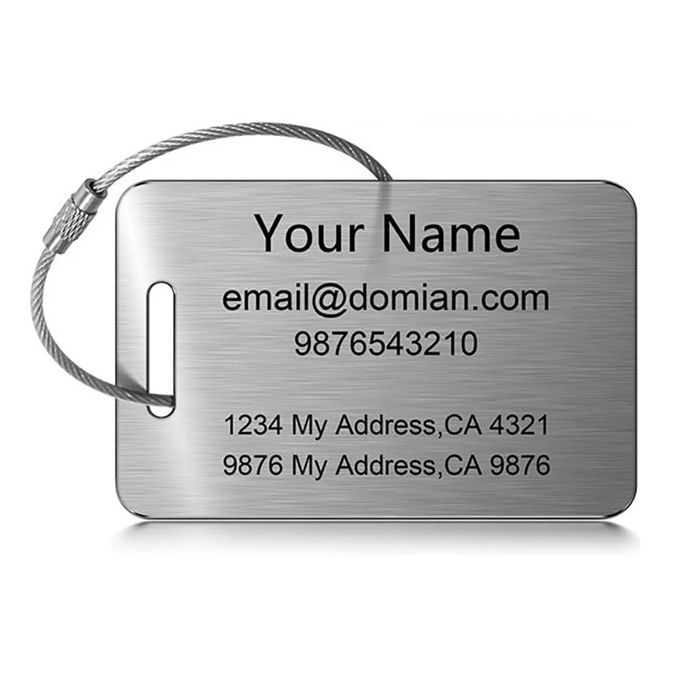Laser Engraving Custom Text Luggage Tag Personalized Suitcase Tag Travel Accessories Customized Text Stainless Steel Labels
