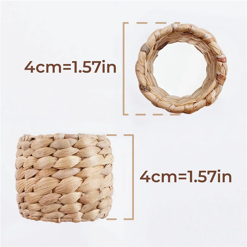 

PZHI-48Pcs Napkin Rings,Water Hyacinth Napkin Holder Rings - Rustic Napkin Rings For Birthday Party, Dinner Table Decoration
