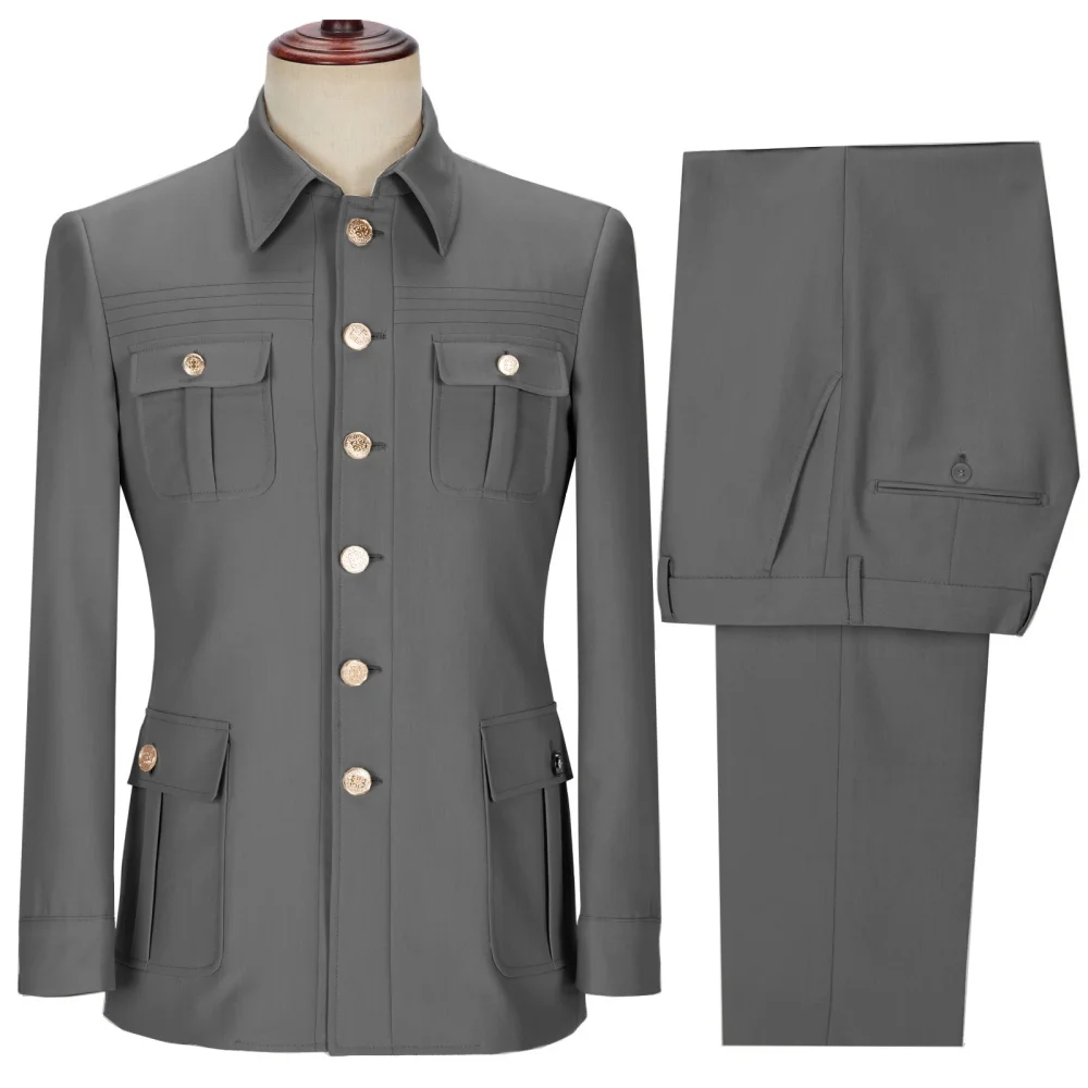Men's Unique Breasted 2-Piece Suit Jacket Casual Business Terno Blazer for Work Interview Ensemble