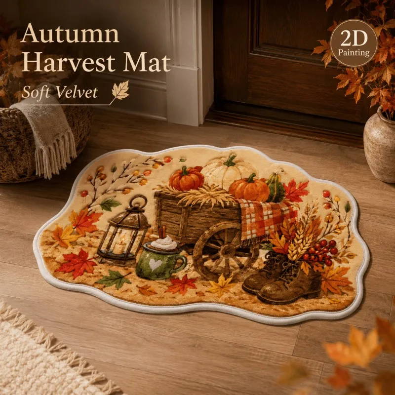 VIKAMA Brown Christmas Cabin Snow Door Mat Noise Reduction Non Slip Entryway Non Slip Backing Home Organization Home Decor