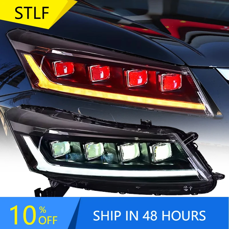 

STLFCar Lights for Accord LED Headlight 2008-2012 Dynamic Signal LED DRL Hid Head Lamp Angel Eye 4 Lens Accessories
