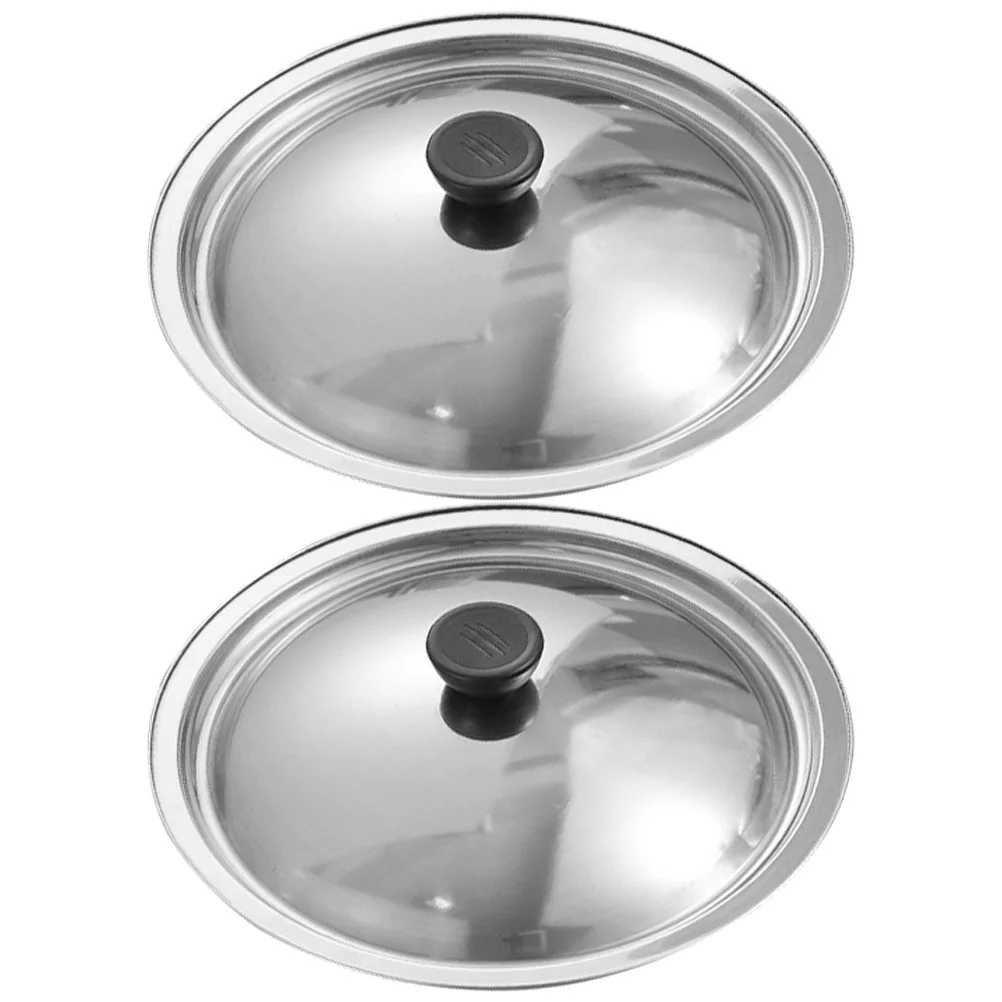 

2 Pcs Pot Cover Frying Pan Stainless Steel Lid Replacement Food Only Bakelite Lids Travel Covers for Cooking