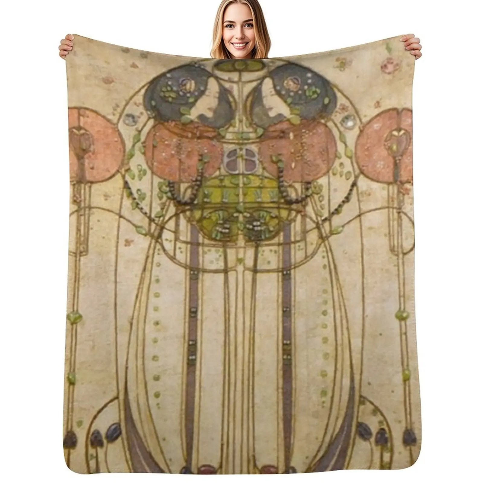 Charles Rennie Mackintosh art Throw Blanket Anti Shedding Soft Fuzzy Blanket for Home