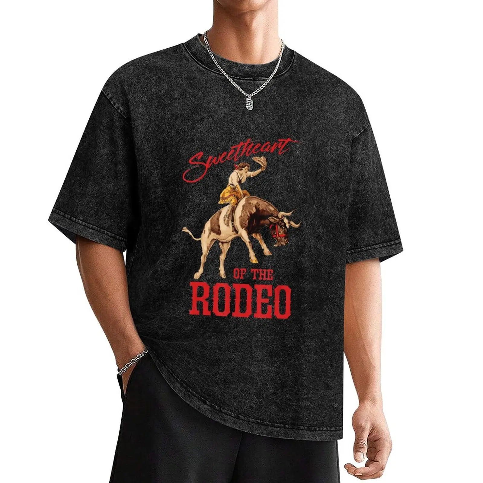 

Sweetheart Of The Rodeo Western Cowboy Cowgirl Vintage Cute T-Shirt oversized heavyweights T-shirts for men cotton