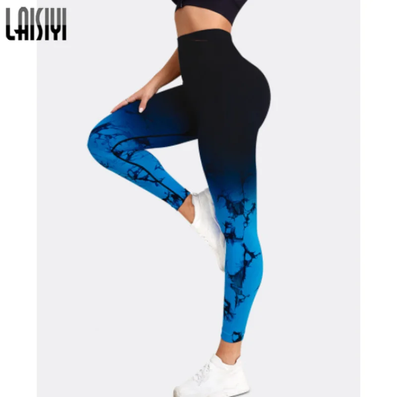 High Waist Push Up LAISIYI Gradient Gym Pants Woman Tights Sexy Fitness Workout Legging Sports Clothing Women Seamless Leggings