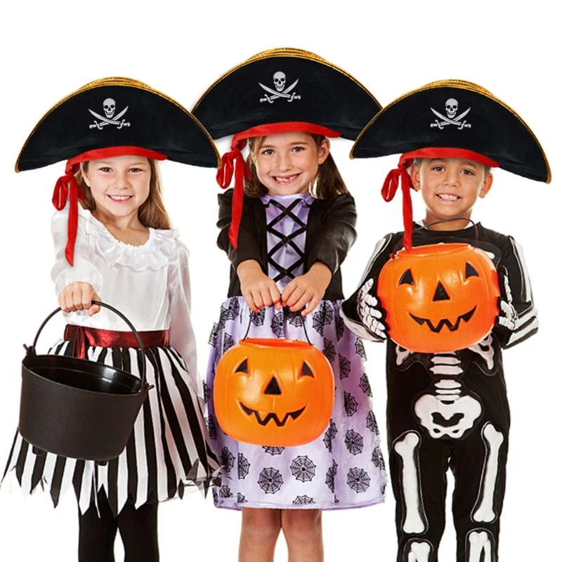 Mũ cướp biển Tricorn cho bữa tiệc Halloween Hóa trang Mũ cướp biển Tricorn đen