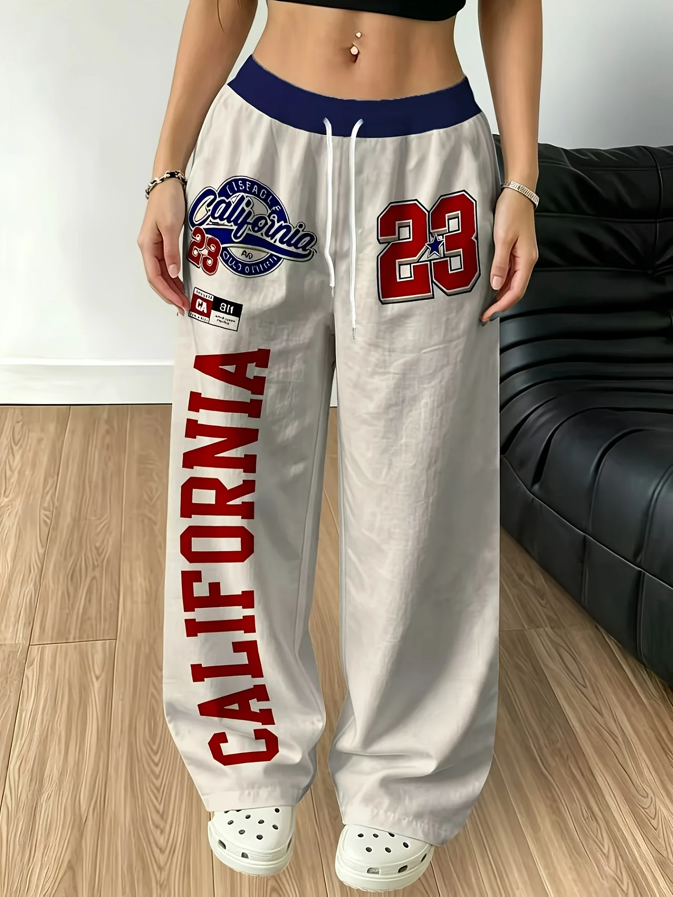 Unisex-Hose mit geradem Bein, lange Hose mit 3D-Druck in Kalifornien-Design, schnelltrocknende Hose, lockere Vintage-Streetwear-Hose für Damen und Herren. – Detail 4