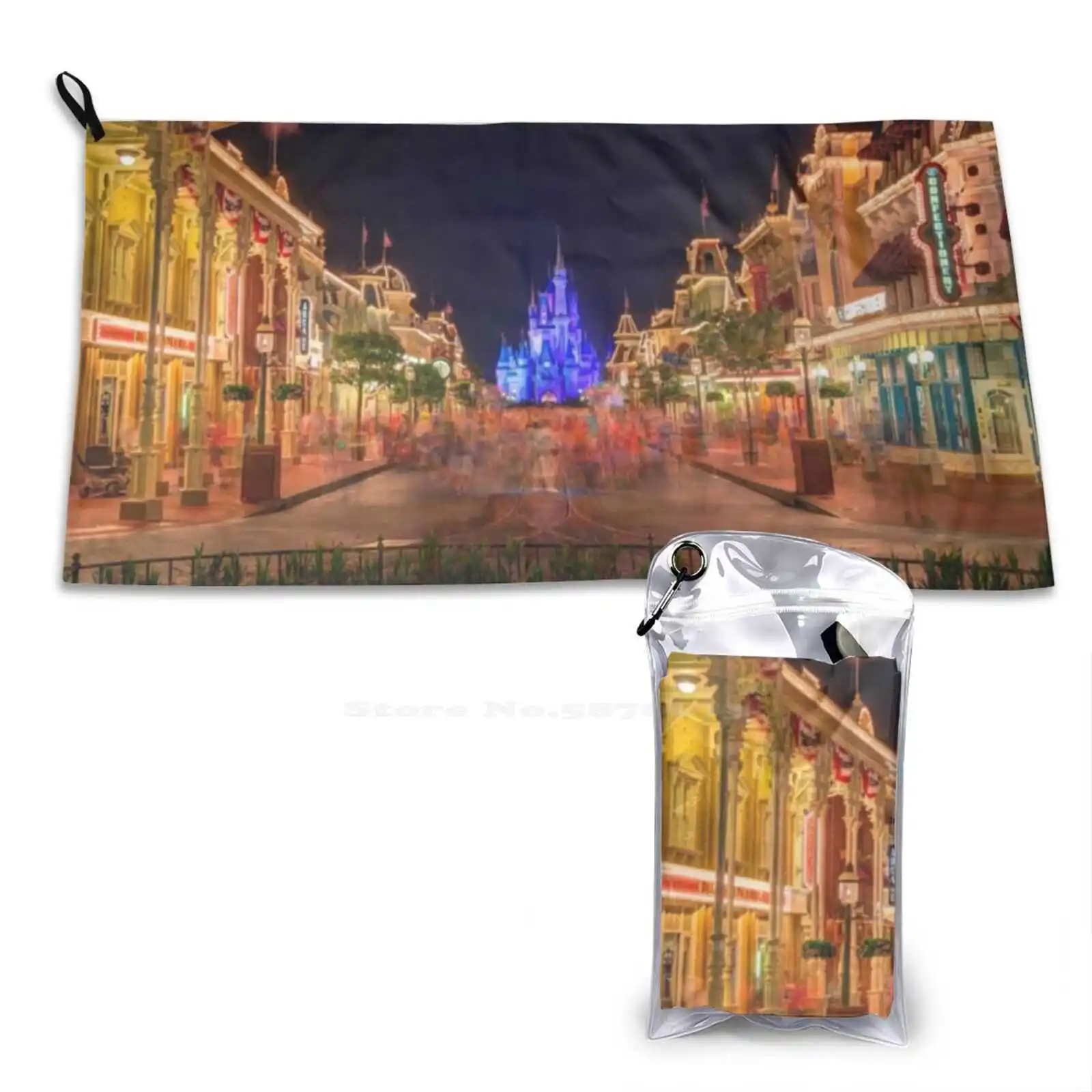 Nighttime On Main Street Usa Soft Towel Quick Dry Beach Towel Walt World Florida Main Street Usa Night Hdr Long Exposure Edit