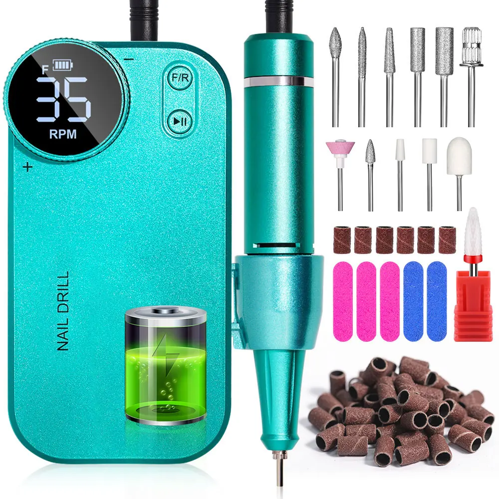 MOSKANY 35000PRM Nail Drill With LCD Display Portable Rechargeable Electric Nail File Machine for Nails Gel Polish Removing
