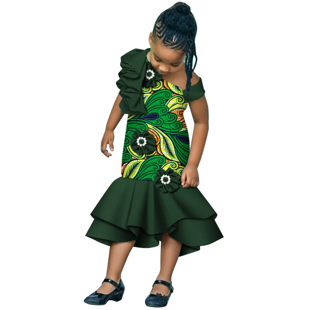 Robe africaine bazin riche dashiki pour filles, tenue de soirée