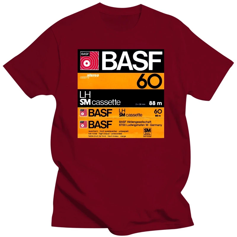 T-Shirt BASF Tape Cassettes Retro Vintage Audiophiles Unisex Heavy Cotton Tee