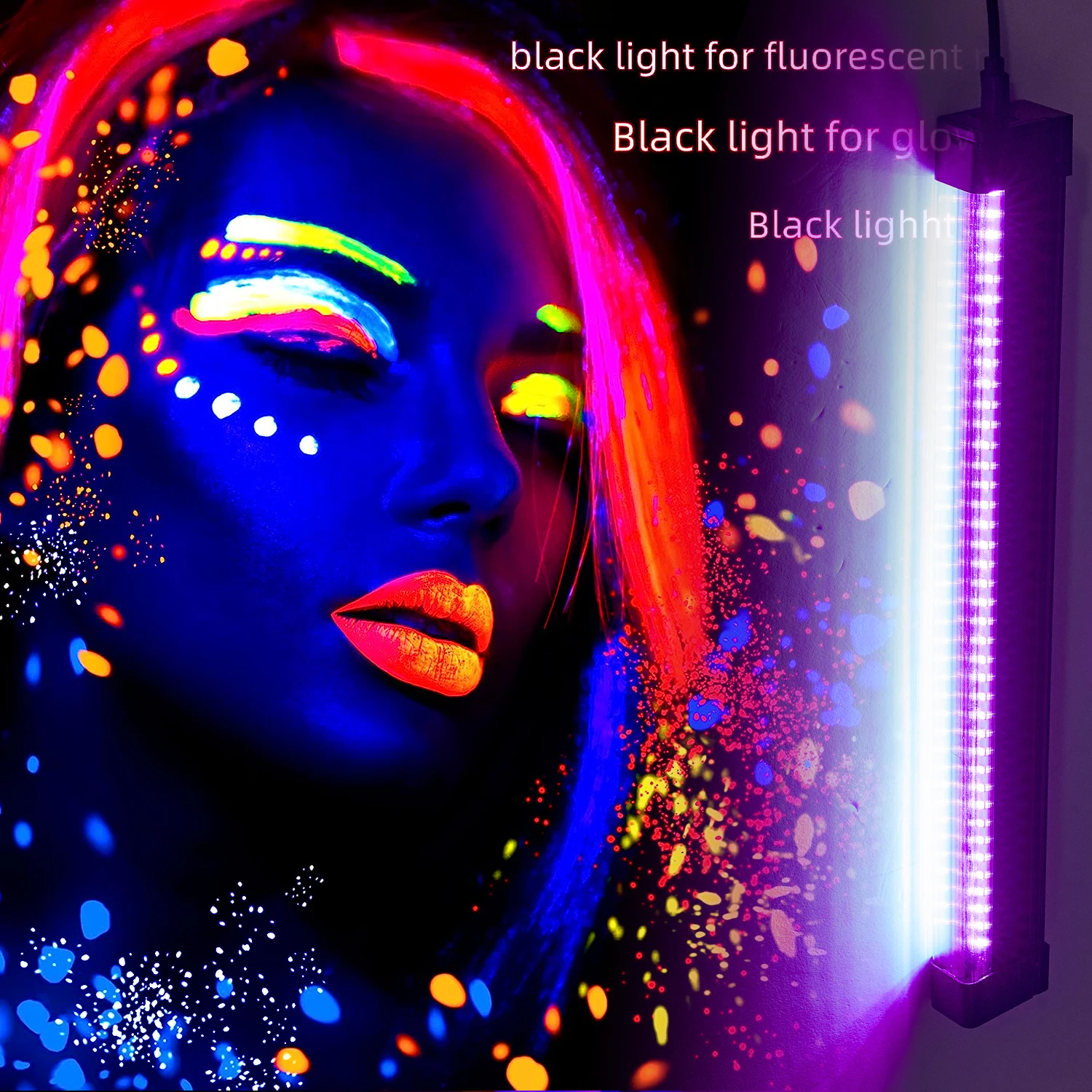 Black light Bar 10W, with 3 lighting modes, USB LED magnetic black light tube for Halloween fluorescent tapestry posters