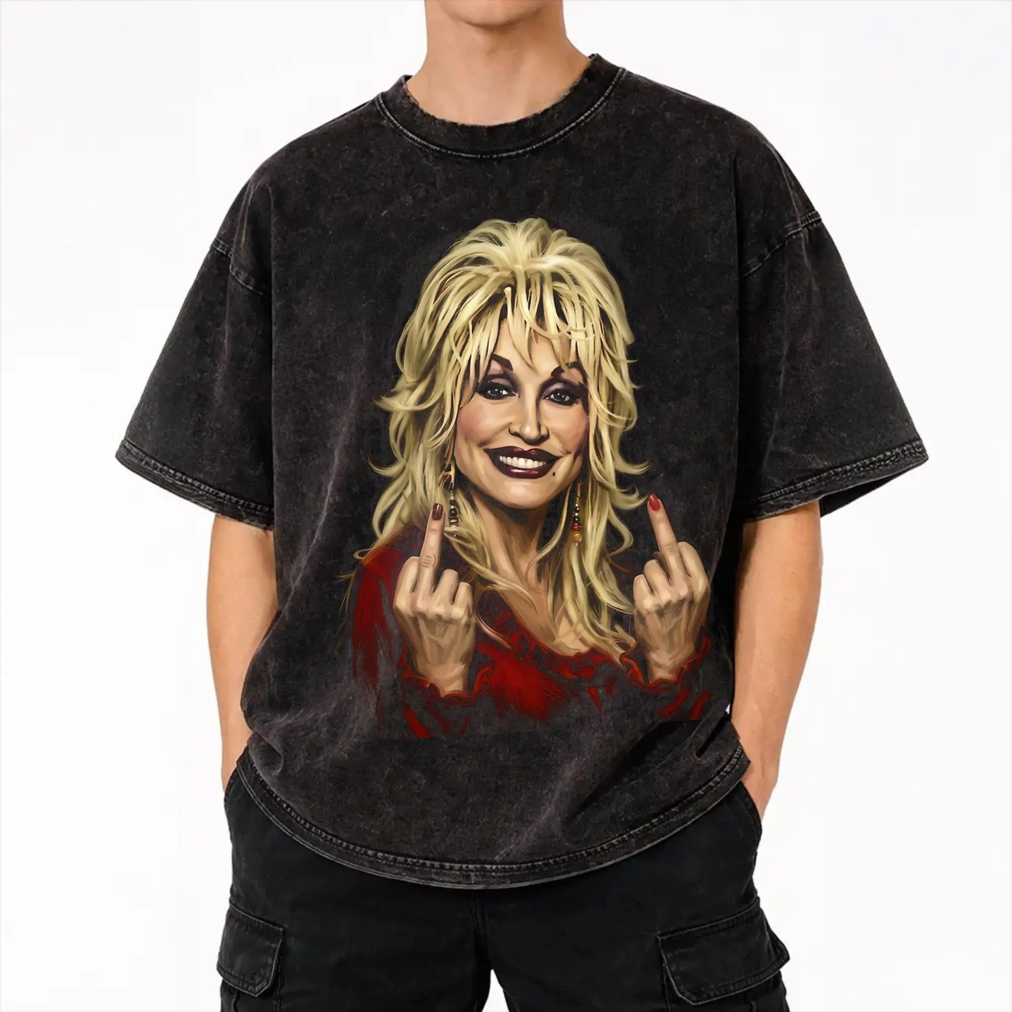 RIP Dolly Parton Washed T Shirts Streetwear Hip Hop Novelty T-Shirts  Tees for Men Women 100% Cotton Streetwear