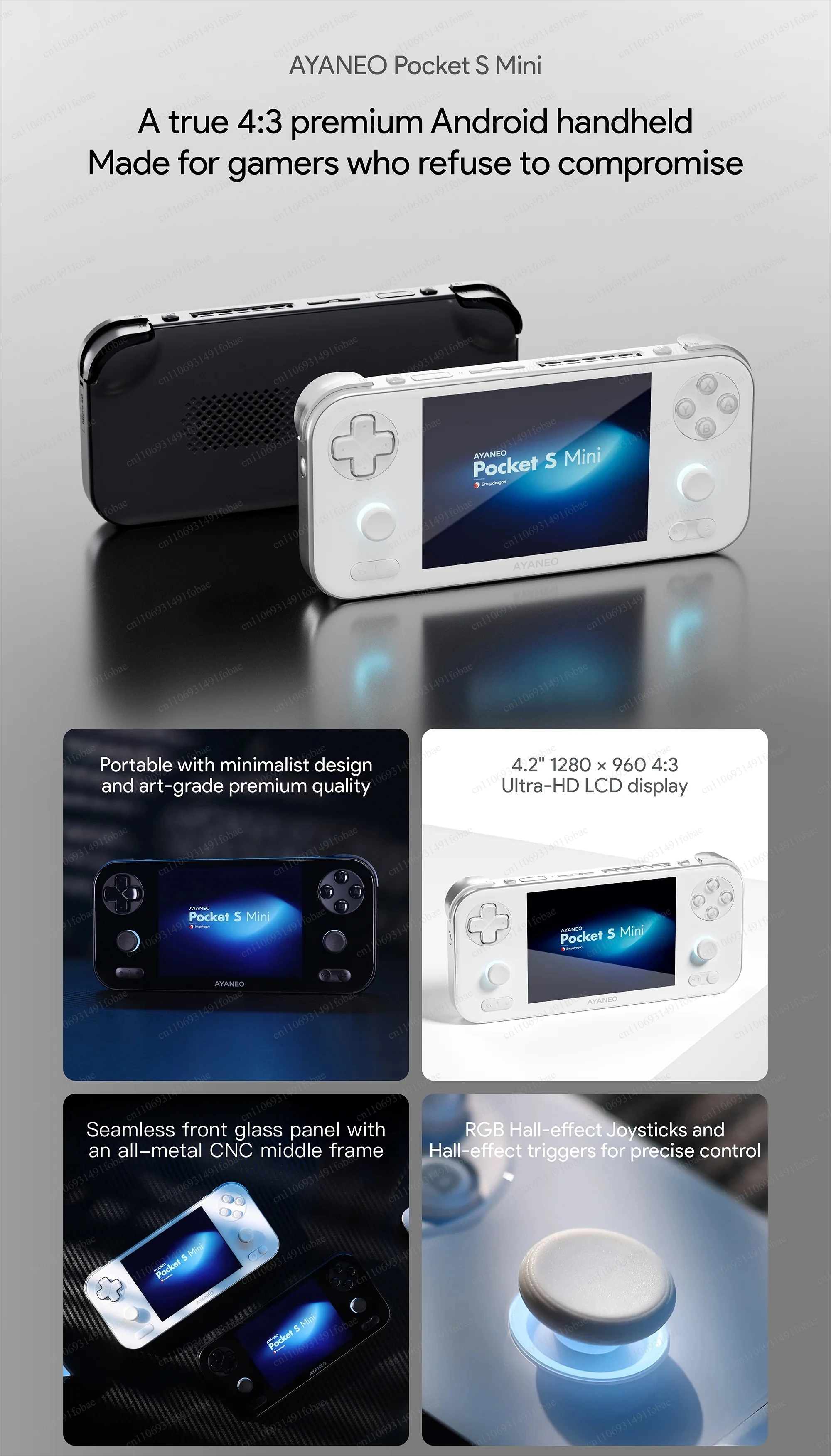 AYANEO Pocket S Mini Retro Handheld Game Console, 4.2" 4:3 LCD 1280x960 Screen, G3x Gen 2,  Android 14 Gaming Tablet - view 4