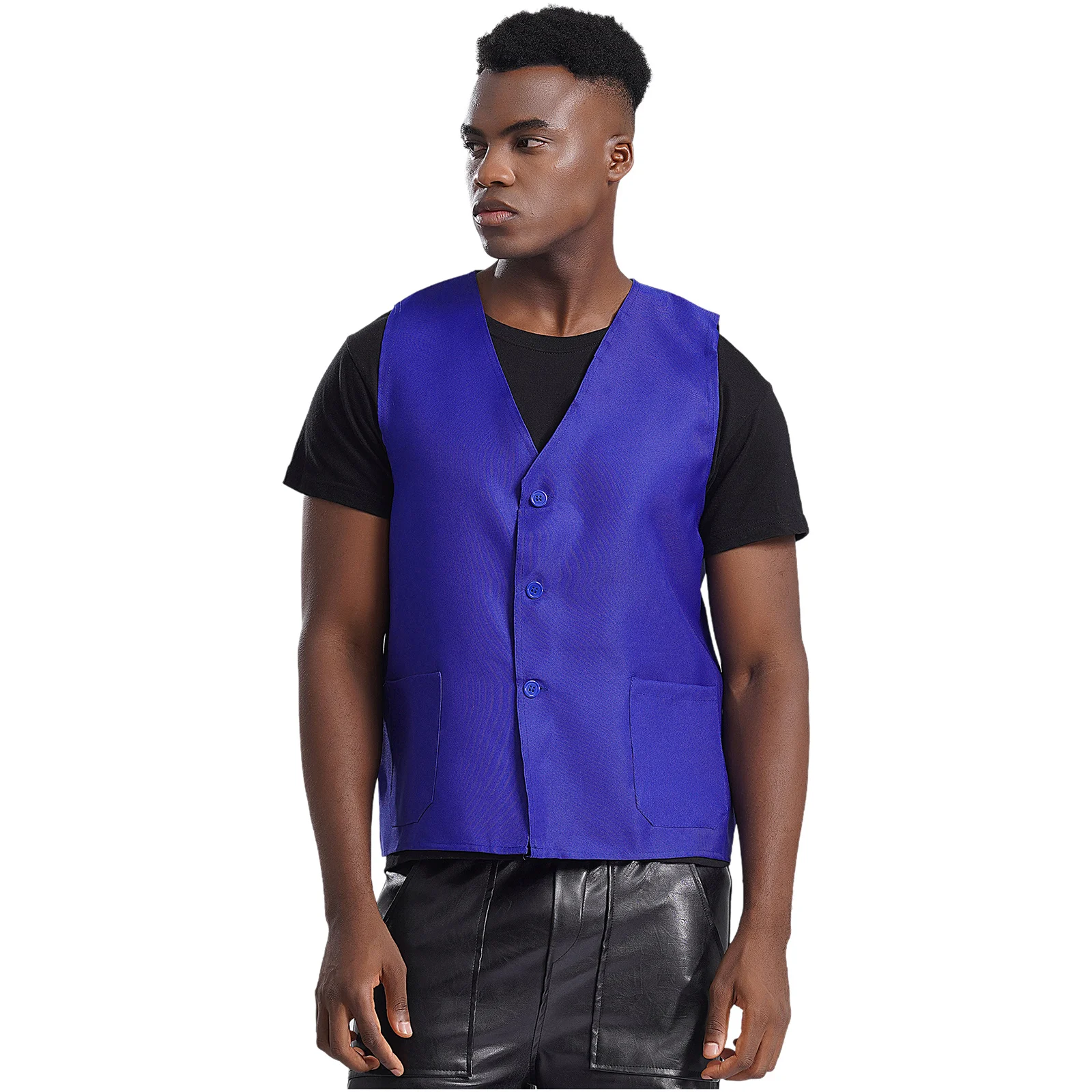 Men Formal Waistcoat Unisex Noticeable Bright Colors Vest Volunteer Activities Coat Advertisement Publicizing 2 Pocket Crop Top