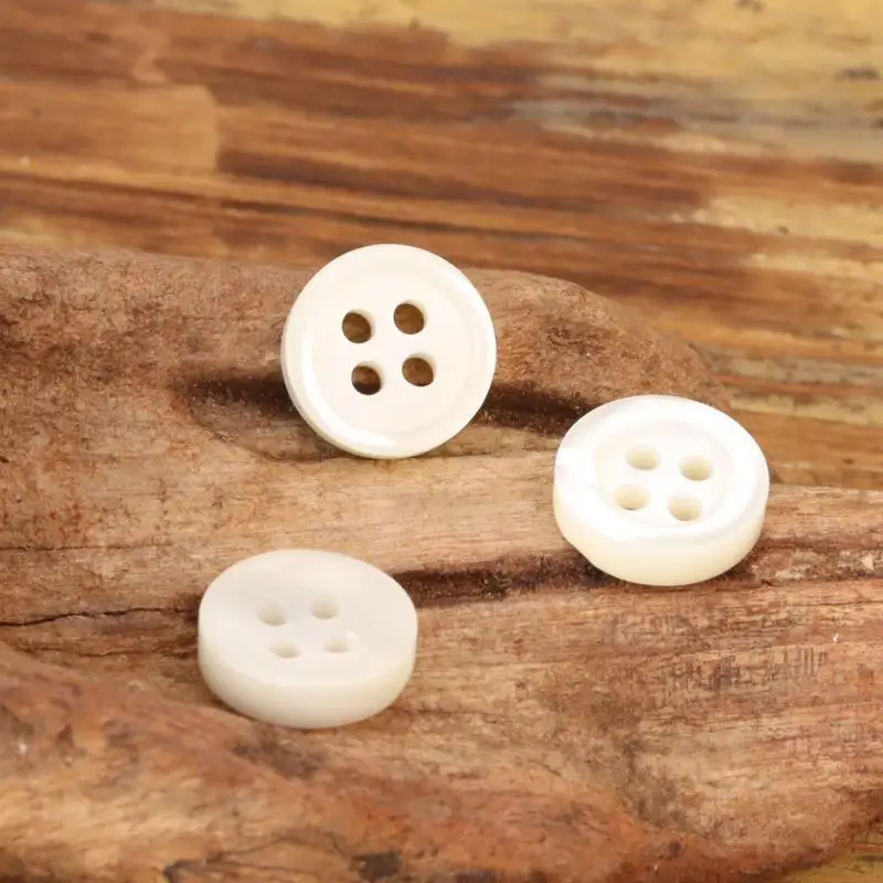 4 Holes Natural Freshwater River Shell Buttons For Shirt Small Round Thin Edge Sewing Supplies