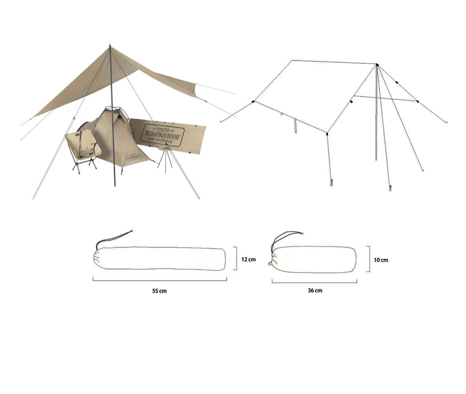 NBHD tarp outdoor tactical plaid waterproof lightweight canopy with pole