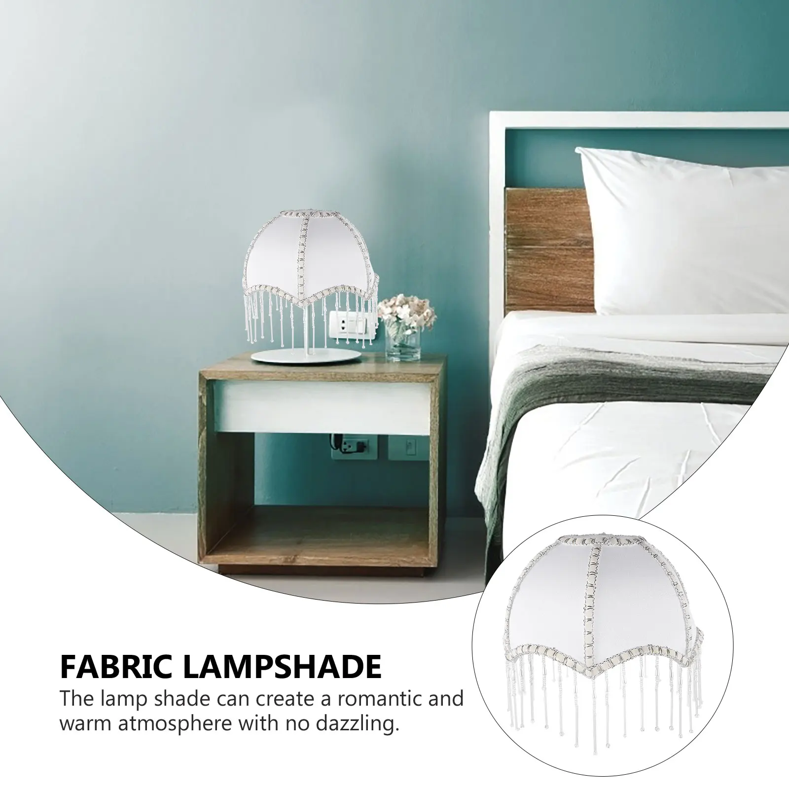 

Vintage Tassel Lampshade White 20CM for Floor Table Pendant Lights Umbrella Shaped Fabric Cover Home Lighting Accessories