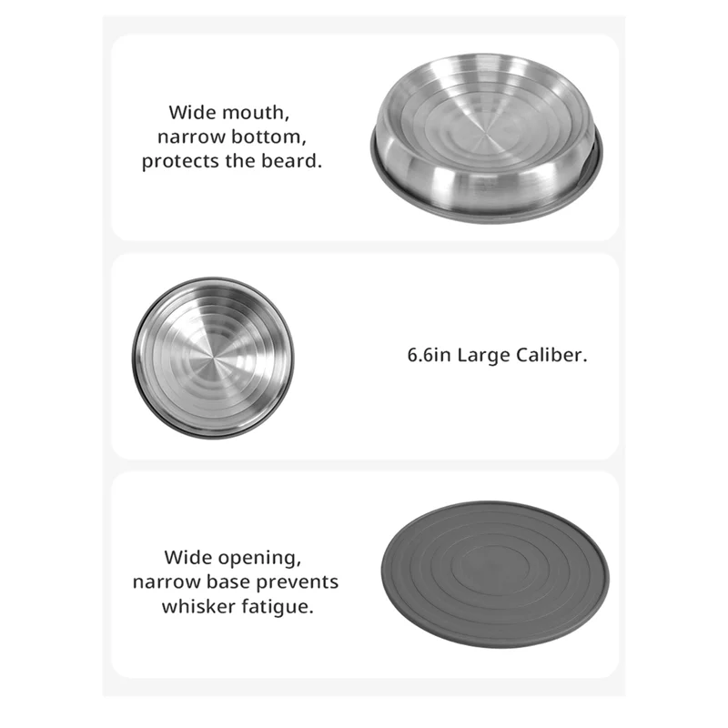 THIVN-وعاء قطط من الفولاذ المقاوم للصدأ وعاء مموج وعاء طعام للقطط وعاء طعام مع واقي شعيرات مضاد للانزلاق والخريف وعاء للحيوانات الأليفة