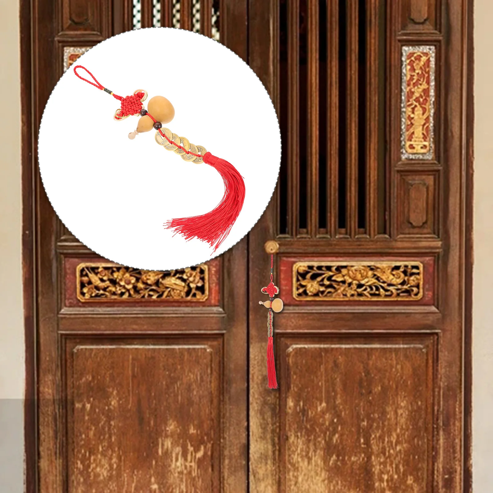 

2Pcs High Quality Gourd Pendants Emperor Money Decor Chinese Knot Tassel Pendant Front Door Garden Windowsill Ceiling