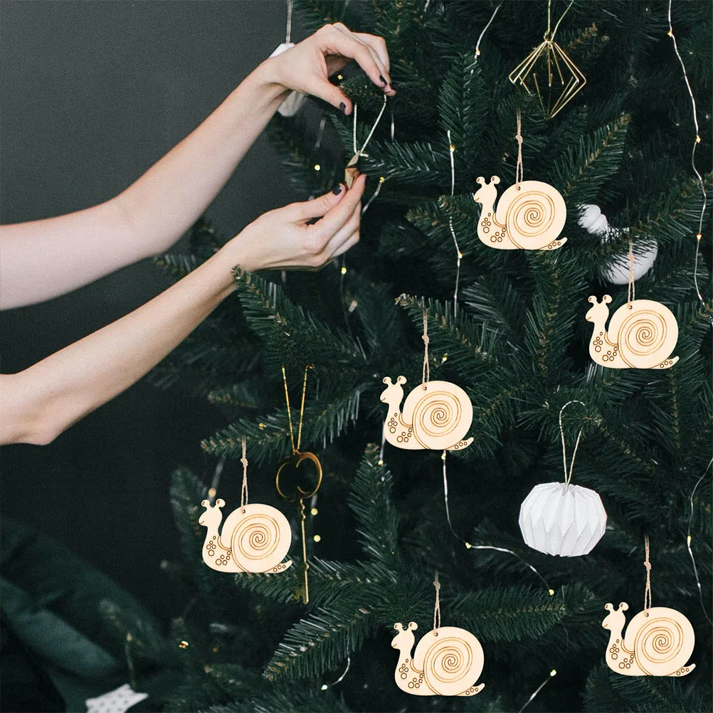 

20Pcs Snail Shaped Wood Slices with Hanging Rope DIY Hand-Painted Crafts for Home Decoration and Gifting Craft Wood Pieces