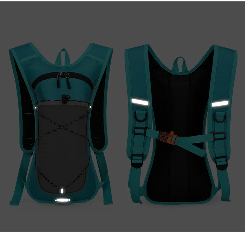 Toposhine Lightweight Teal&Gray Hydration Backpack for Hiking Cycling Running Breathable Mesh Back Elastic Bungee Storage Bags