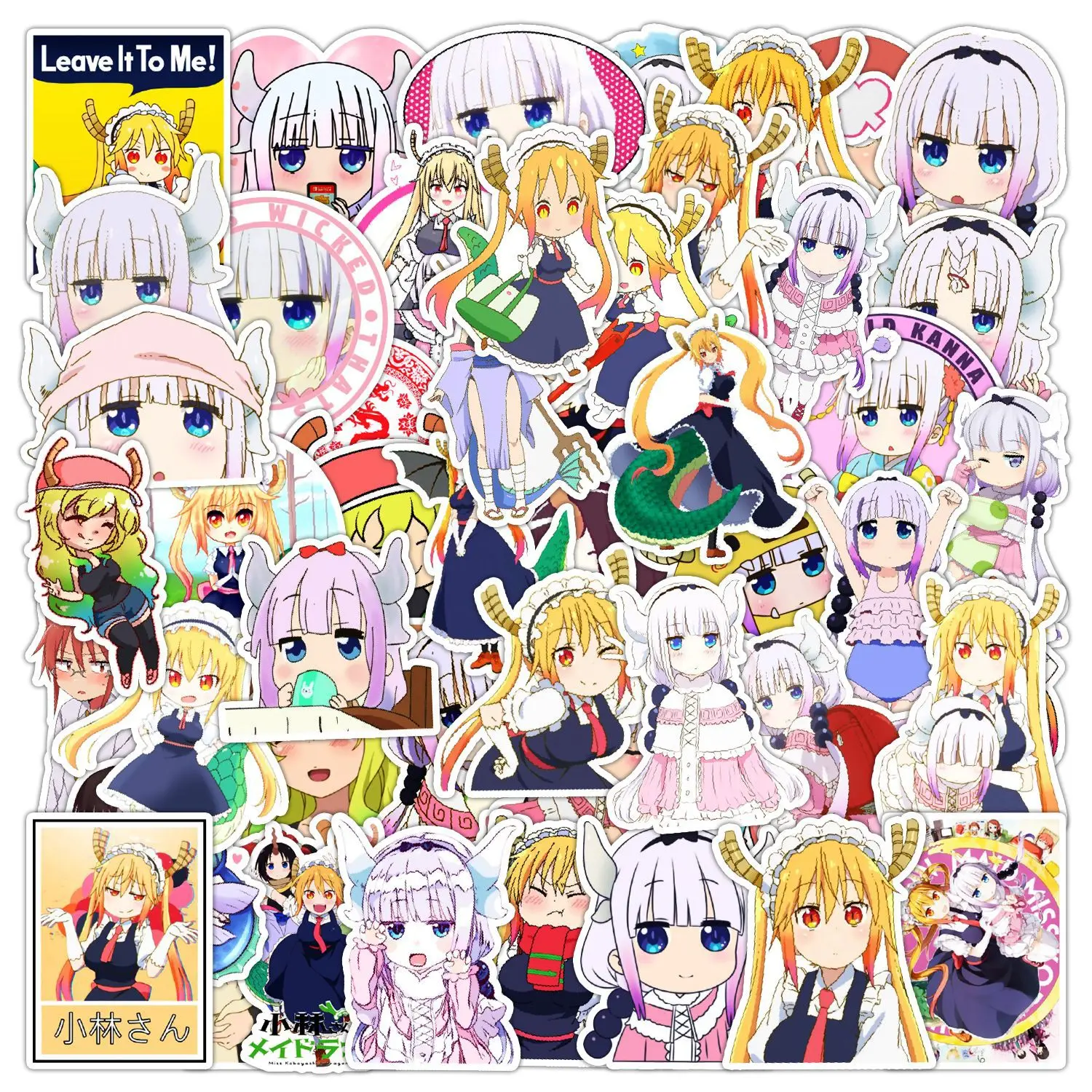 50pcs Kobayashi's dragon maid Cartoon Graffiti Stickers Suitcase Laptop Waterproof Sticker Decoration