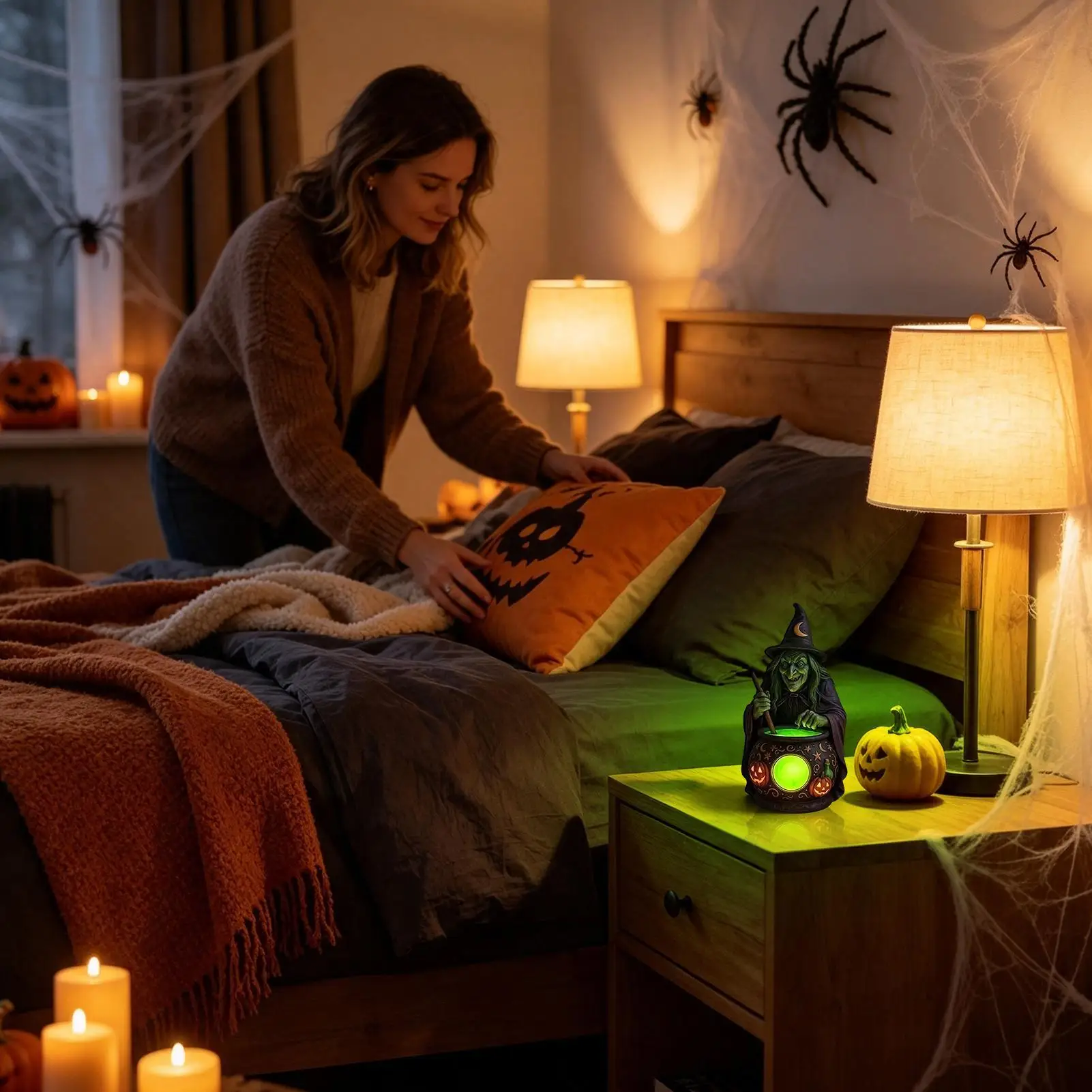 Halloween Witch Light Halloween Witch Cauldron Tabletop Decoration Decorative Table Lamps For Homeowners Renters Decorators Home