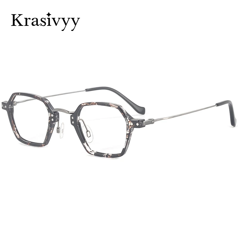 

Krasivyy титановые очки в оправе мужские многоугольные сверхлегкие безвинтовые TR90 оптические очки по рецепту женские новые европейские очки