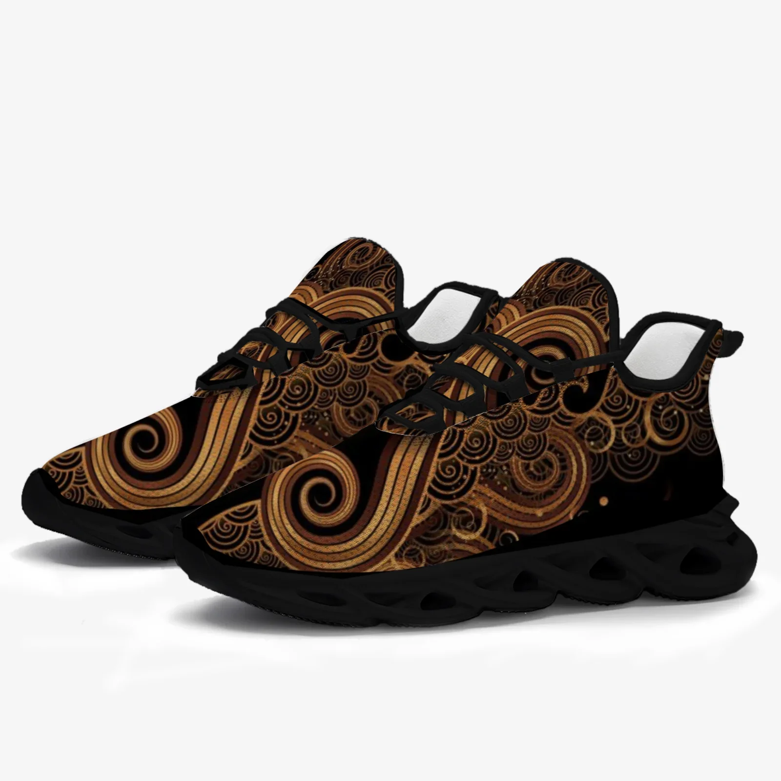 

Customized gold cloud pattern fashion casual sneakers, unisex, lightweight mesh sports shoes