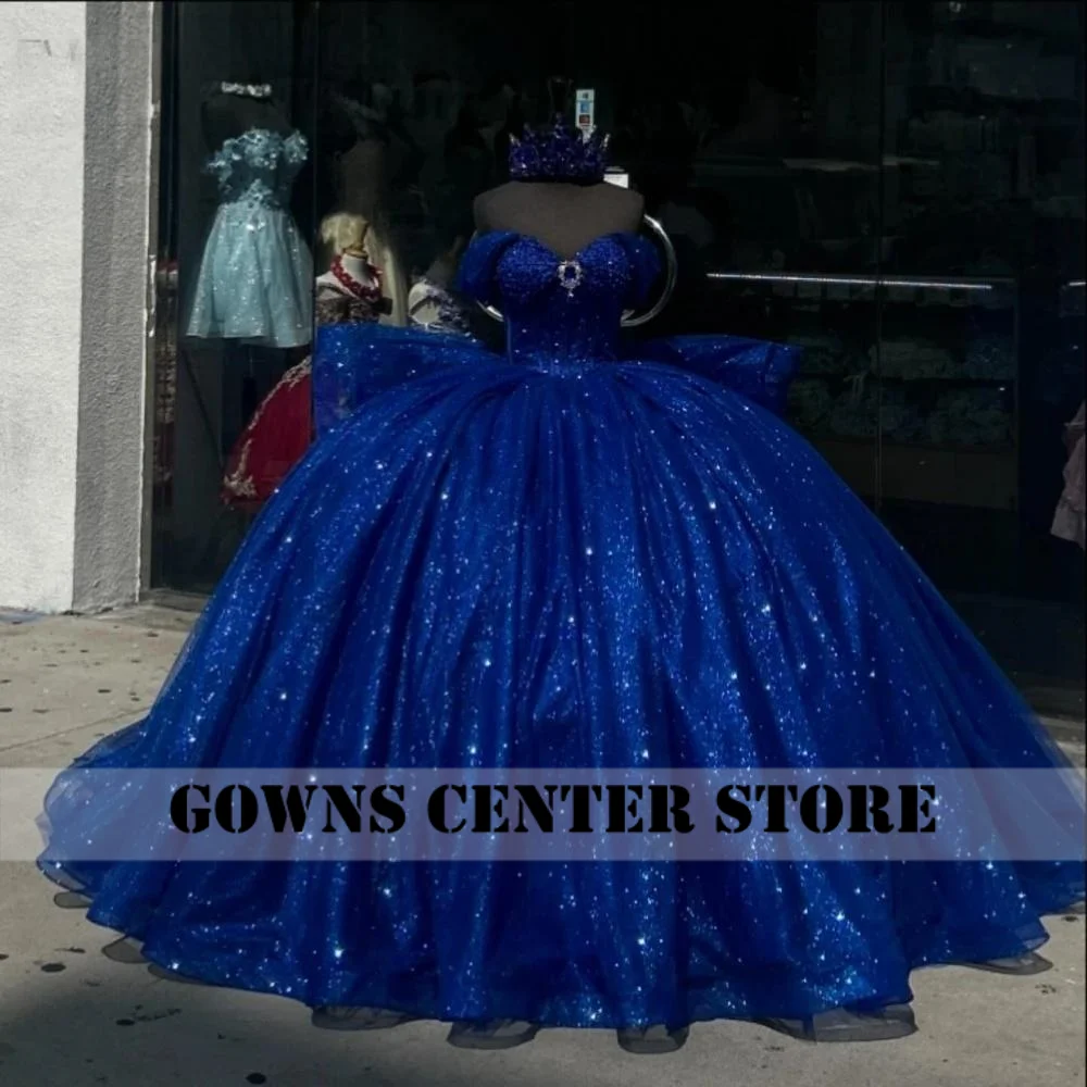 Robe De Quinceanera brillante bleu Royal, princesse douce, robes De fête d'anniversaire pour filles De 15 ans, personnalisées