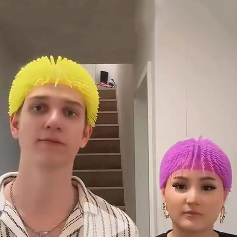 ﻿   スパイキーボールキャップ目を引く弾性いたずら小道具ぐらつきパーティーコスチューム帽子パーティー用子供女性男性ファミリーコスチューム帽子 H9Z3