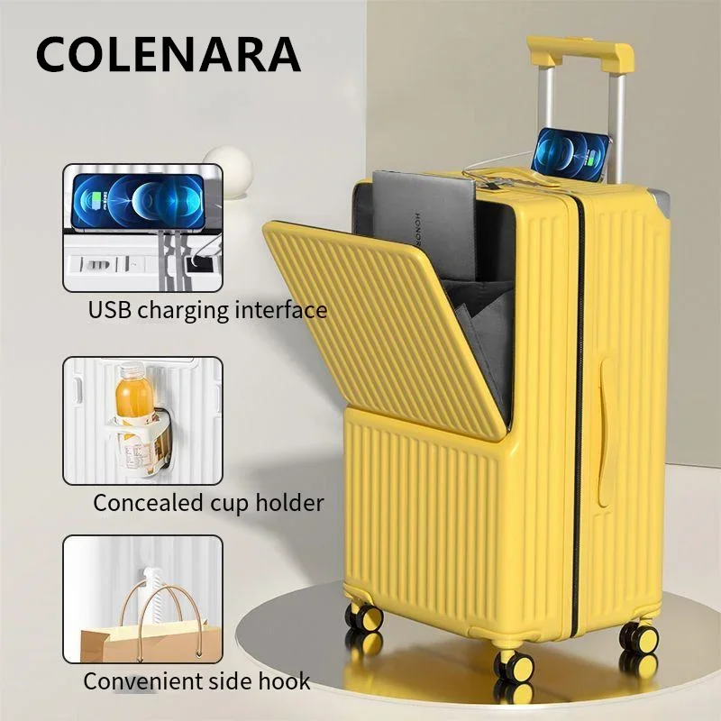 COLENARA 24 "26" 28 "30 นิ้ว Rolling กระเป๋าเดินทางเปิดด้านหน้ารถเข็นขนาดใหญ่ความจุกระเป๋าเดินทางผู้หญิงล้อกระเป๋าเดินทาง