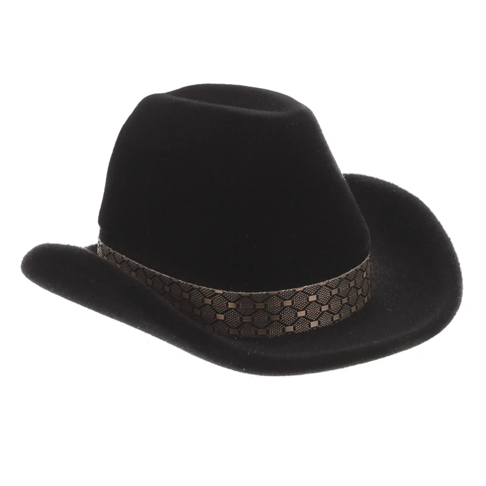 

Cowboy Hat Box Necklace Case Western Flocking Velvet Jewelry Holder Earrings Bracelets Black Compact Storage Organizer Small Box