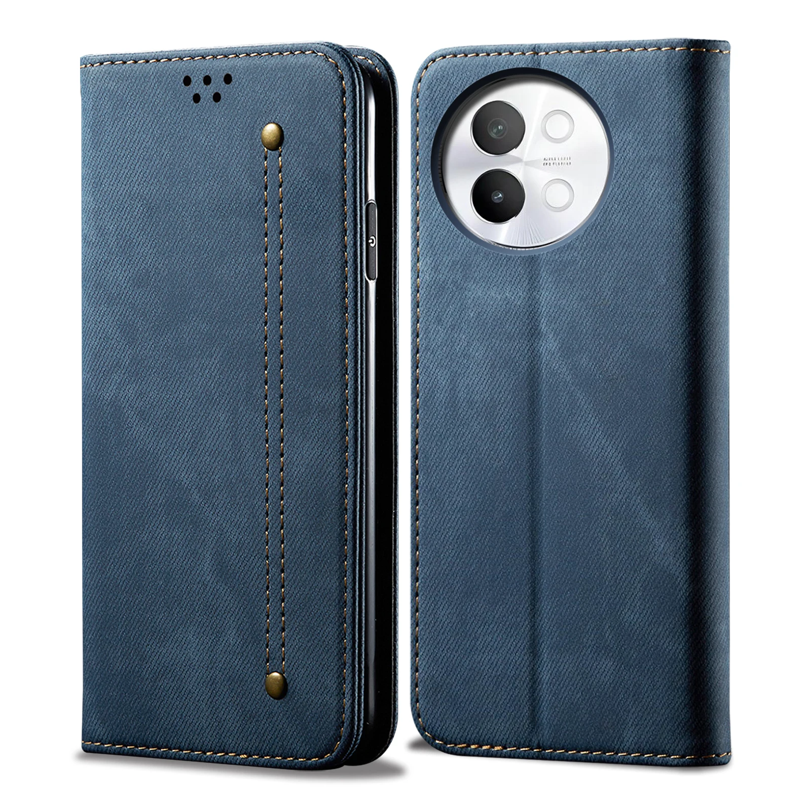 Jeans Texture Denim Pattern Leather Wallet Flip Case For VIVO V40 lite 5G Book Coque