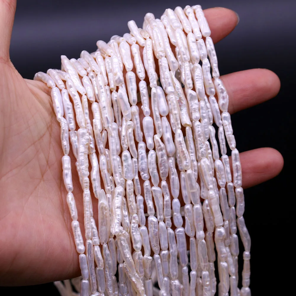 Natural Freshwater Pearl Beads Long Bars Shape Spaced Isolated Loose Beaded for Jewelry Making DIY Bracelet Necklace Accessories