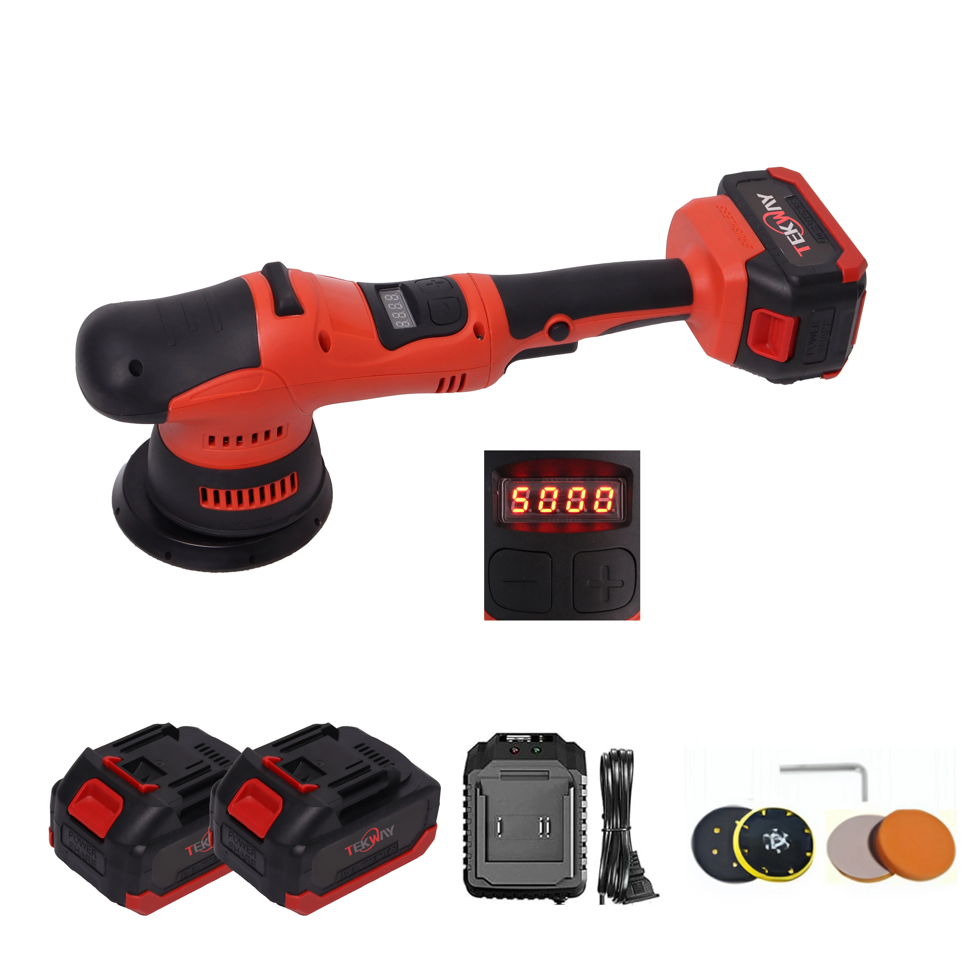 21V Dual Action Brushless Polisher Cordless with Battery for Car Detailing Buffer