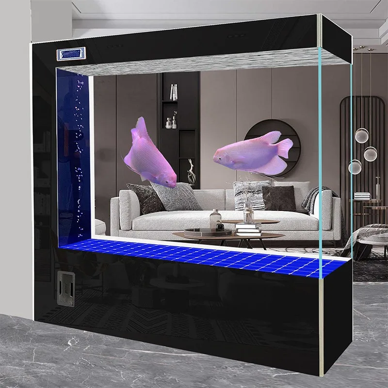 Fish tank ultra-white glass entrance partition floor-to-ceiling household goldfish tank lazy free water change