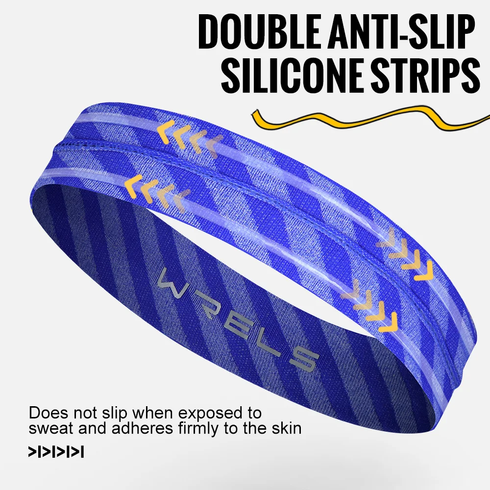 WRELS Sport Headbands Non Slip Moisture Wicking Anti Slip Quick Dry Running Yoga Hairband Men Woman ﻿Breathable Elastic Headband
