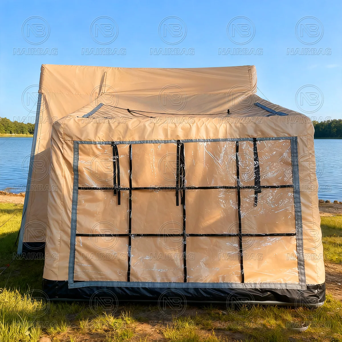 เต็นท์ตั้งแคมป์เป่าลมกลางแจ้ง สำหรับ 2-6 คน กันน้ำ ทำจาก PVC เต็นท์แกลมปิ้งแบบพองลม