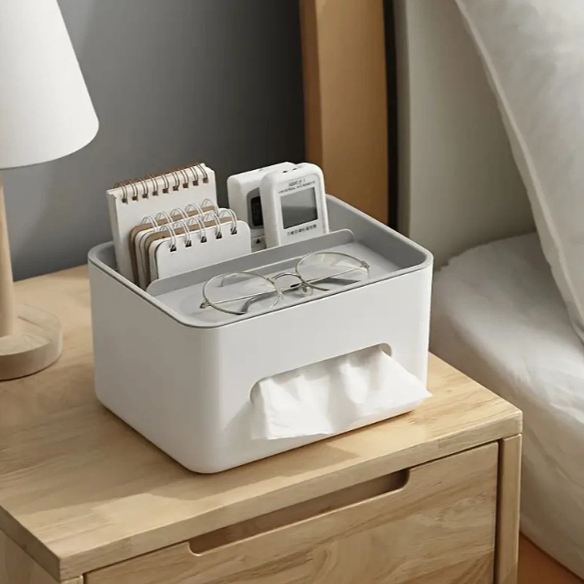 1pc  Multifunctional Desktop Storage Box - Tissue Holder Drawer Organizer Remote Control Storage Rack