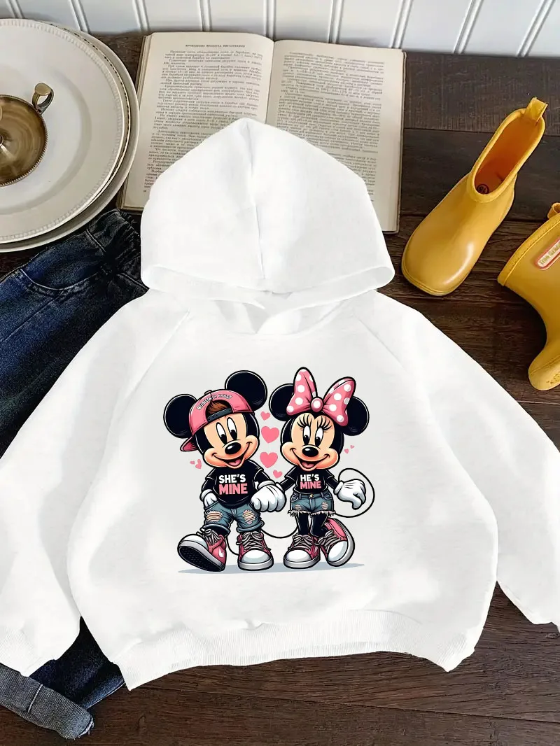 

Disney Mickey Minnie Mouse Autumn Winter Boys Minnie Warm Top Boys Clothing Children's Hoodie Girls Outdoor Sports Kids Clothes